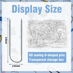 Aço inoxidável Costura U Pins, Quilting Fork Pins, Pins de bloqueio duplo, DIY Fabric Craft, 60Pcs - Image 2