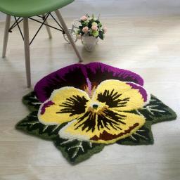 3D Pansy Flor Forma Tapete Arte Bordado Floral Tapete Home Decor Sala de estar Quarto Tapete Antiderrapante Banho Sofá Mesa Floor Mats - Image 2