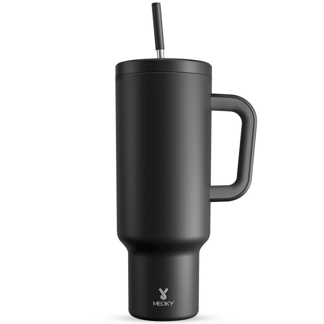 Garrafa de Água Isolada a Vácuo Meoky de 50oz em Aço Inoxidável, Copo Reutilizável e Resistente a Vazamentos para Casa, Escritório ou Carro