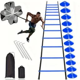 Pro Speed and Agility Training Set, Inclui Agility Ladder, Steel Piles, Disccones, Resistance Umbrella, Football Training - Image 5