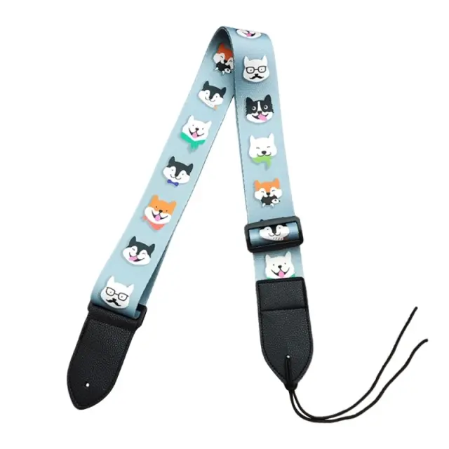Alça de guitarra ajustável e estampada para guitarra elétrica e ukulele com cinto de ombro confortável