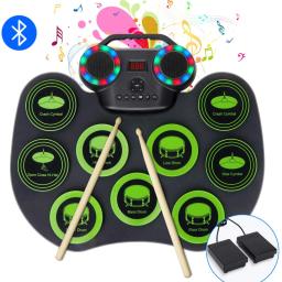 Midi bateria eletrônica instrumento musical almofada de silicone percussão bateria eletrônica portátil elektronische trommel tambor módulo - Image 1