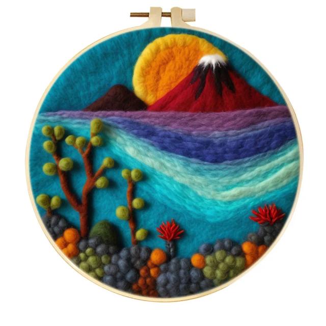 Pintura em Feltro de Lã: Montanhas e Paisagens para Iniciantes - Kits Artesanais Faça Você Mesmo para Decoração de Casa