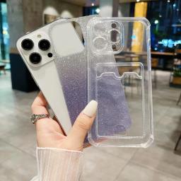Porta-cartão de luxo para mulheres, estojo de carteira, à prova de choque, brilhante, Bling, brilho, capa para iPhone 15 Pro Max, 11, 12, 13, 14 Plus, XS, X, XR - Image 4