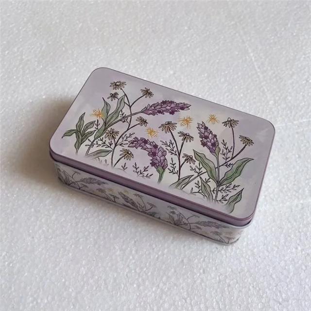 Caixa de Armazenamento Floral de Metal com Tampa - Organizador de Jóias e Recipiente para Perfume, Ideal para Presentes de Casamento e Doces