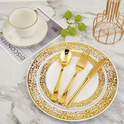 Transparente prata plástico descartável talheres, bandeja com óculos de prata, festa de aniversário suprimentos, 175 PCs, 25 convidado - Image 3
