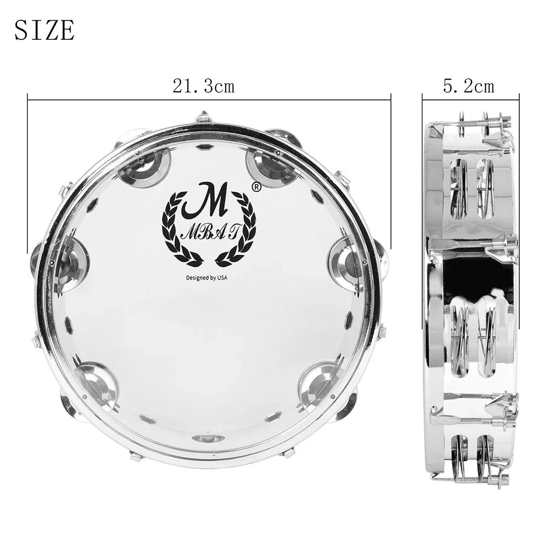 IRIN-Tambourine Tom ajustável Hand Held Drum para crianças, linha dupla Jingle Drum, brinquedos musicais, instrumento de percussão, 8,10" - Image 1