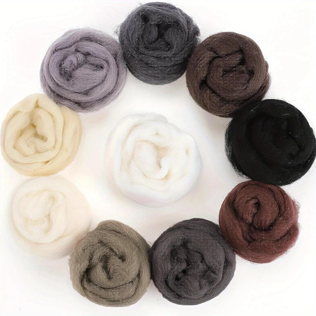 Fios De Lã De Fibra De Natureza Para Feltragem, Agulha Roving, Mão Girando, Suprimentos De Fios, Materiais De Artesanato DIY, 0,35 oz por Pacote - Image 1