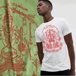 Muay thai camiseta boxe tailandês sak yant divindade tatuagem thai boxer arte marcial camiseta - Image 1