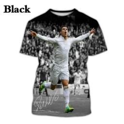 Cristiano Ronaldo estrela do futebol masculino camiseta estampada em 3D, camiseta extragrande, gola O, tops de manga curta, moda verão, nova - Image 3