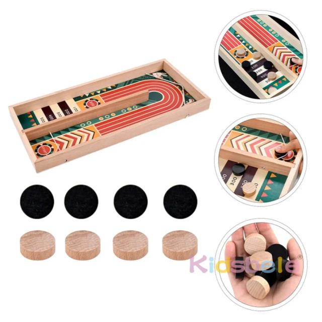 Jogo de Tabuleiro de Madeira para Adultos: Disc Battle Table - Diversão em Família com Curling e Xadrez Interativo