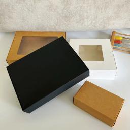 Caixas De Presente De Papel Kraft Com Janela De PVC Transparente, Caixas De Embalagem Para Festa, Doces Artesanais, Caixa De Presentes De Casamento, 10 Pcs, 20 Pcs, 50Pcs - Image 4