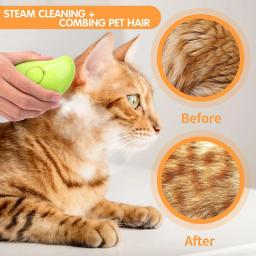 Escova de vapor 3 em 1 para cão e gato, pente elétrico para pêlos de animais, massagem e grooming suprimentos, depilação - Image 5