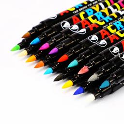 Canetas de tinta acrílica com pincel duplo, 84/60/36 cores, conjunto de marcadores de arte para caligrafia, letras, caneta de pintura, grafite para sapato de pedra, vidro - Image 4