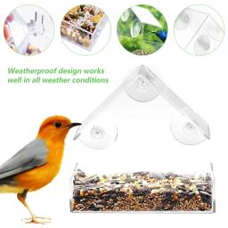 Alimentador de pássaros selvagem janela transparente ao ar livre, Ventosas removíveis, Sliding Automatic Birds Feed Tray para Jardim Pátio e Quintal - Image 2