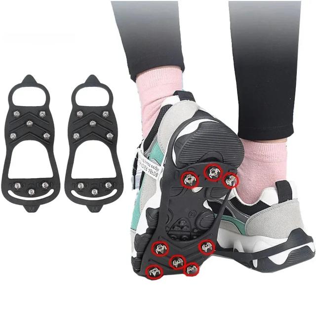 Crampons Antiderrapantes de 8 Dentes para Sapatos de Inverno - Ideal para Caminhadas e Escalada em Gelo e Neve