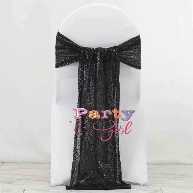 Capa para Cadeira Glitter Dourado com Lantejoulas para Casamentos e Festas de Banquete