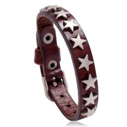 Braceletes de couro largos para homens e mulheres, envoltório estrela Punk Rock, picos vintage, rebite, joias góticas - Image 5