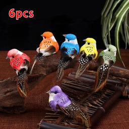 Christmas Tree Simulation Birds, Woodland empoleirado, Fake Feather Birds, Decoração de jardim, Outdoor Party Prop, 6pcs - Image 2