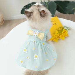 Vestidos xadrez listrados com arco para gatos, Pet Clothes, Puppy Princess Dress, Kitten Dog Sphynx Clothing - Image 4