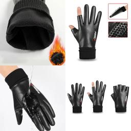 Luvas de veludo para motocicletas masculinas, luvas quentes, antiderrapantes, tela sensível ao toque, impermeável, esportes, caminhada, ciclismo, 2, meio dedo, masculino, inverno - Image 5