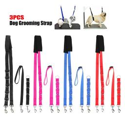 Pet ajustável cão grooming barriga cinta d-anéis faixa de banho tamanho livre pet tração cinto coleira cão arnês 3pcs - Image 4
