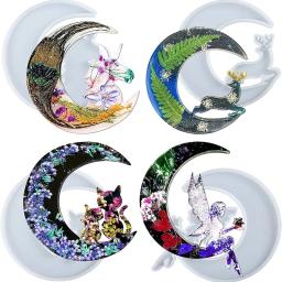 Diy gota de cristal cola rosto sorridente lua menina peixe cauda espelho rosto pequeno cervo gato anjo resina cola epoxy molde silicone - Image 1