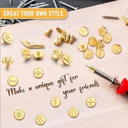 Caneta de ferramentas de madeira com kit de pontas ardentes, caneta pirográfica, ferro de solda estêncil para madeira, 26 letras inglesas - Image 2
