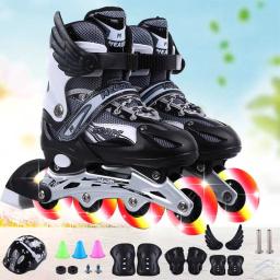 Conjunto completo de patins flash para crianças, flash único, conjunto completo de 3-6, iniciantes 5, tamanho ajustável, 8 patins, meninos e meninas, 4, 12 - Image 4