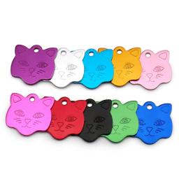 Placa de alumínio personalizada para animais de estimação, Cat Face ID Tag, gatinho Anti-Lost Collar, gravura, atacado, 100pcs - Image 2