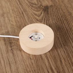 1pc base da lâmpada de madeira led suporte luz usb com interruptor bola cristal base exibição decoração casa controle remoto suporte luz - Image 2