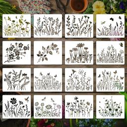 8/16/30 pçs estênceis para pintura de tela em madeira reutilizável estêncil arte modelo diy folhas florais desenho modelos estênceis - Image 5