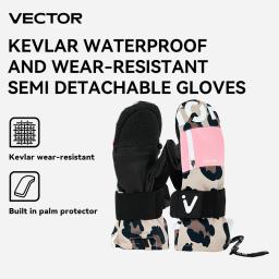 Vector feminino masculino ao ar livre placa dupla snowboard kevlar impermeável resistente ao desgaste luvas semi destacáveis 3m algodão - Image 1