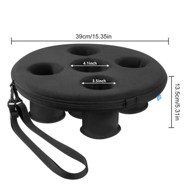 Suporte Flutuante para Bebidas Inflável com 5 Furos para Cerveja e Copos - Ideal para Pool Parties e Spas