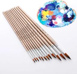 Round Pointed Tip Pincéis Set for Art Drawing, Artist Acrílico, Aquarelle, Guache, Aquarela, Pintura a óleo, 12pcs - Image 6