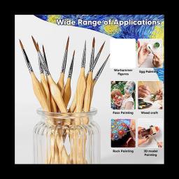 Conjunto de pincéis em miniatura, pincel de detalhes finos, mini pequenos pincéis de pintura para arte, artesanato, acrílico, aquarela, 10 pcs - Image 2