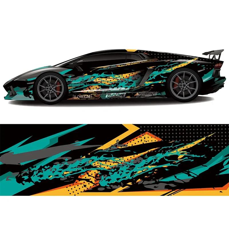 Legal esportes abstratos corrida envoltório adesivo design e fundo do esporte para uso diário corrida fígado carro vinil adesivo de carro completo - Image 1