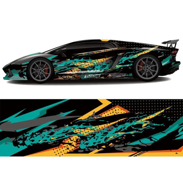 Design de Vinil para Carro: Adesivo Abstrato de Esportes e Corrida para Uso Diário
