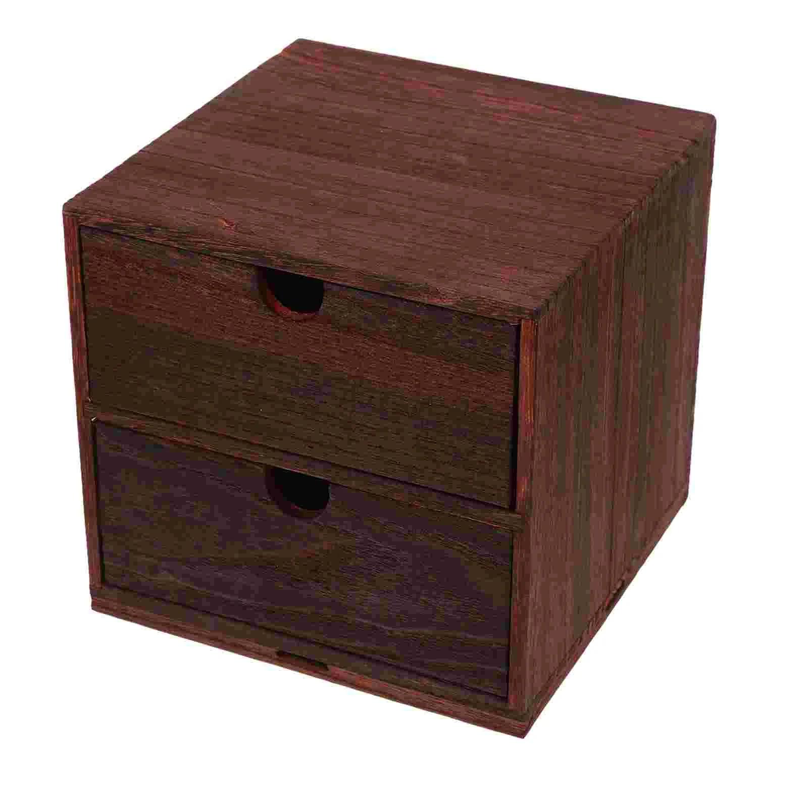 Caixa de armazenamento de madeira bin bags caso desktop gaveta pilha empilhável organizador papelaria casa ferramenta escritório - Image 1