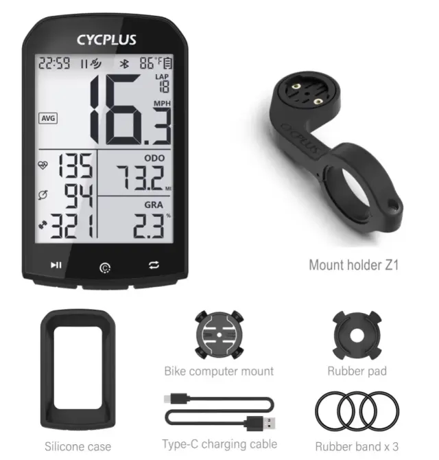 Computador de Bicicleta GPS Sem Fio Cycplus M1 com Velocímetro à Prova D'Água, Odômetro ANT+ e Bluetooth 5.0 - Acessórios Ideais para Ciclistas