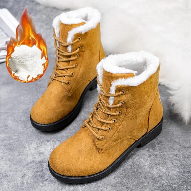 Botas Femininas de Neve Plataforma Pelúcia Quente Inverno Mujer