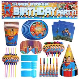 DC Superhero Party Supplies Set for Kids, Decoração de Festa, Guardanapos, Pratos, Toalha de Mesa, Copos, Facas, Garfos, Colheres, Aniversário, Crianças - Image 1