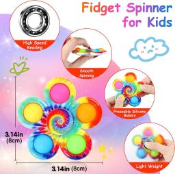 Tie Dye Simples Fidget Spinner Pops Dedo Brinquedos Push Bubble Hand Spinner Para TDAH Ansiedade Alívio do Estresse Sensorial Gifs Para Crianças - Image 3
