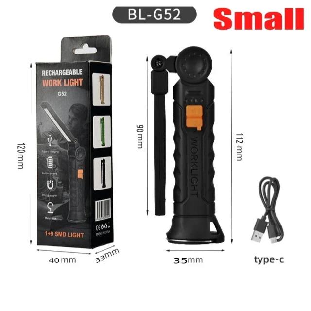 Lanterna USB Recarregável com Bateria Embutida e Base Magnética - Ideal para Acampamento, Trabalho e Uso Externo com 5 Modos de Iluminação