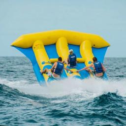 Inflável barco jangada flutuador, jogo de água, peixe voador ventilador, assento, tubo rebocável, 6 pessoa - Image 1