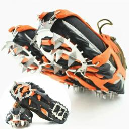 18 dentes escalada crampons para ao ar livre inverno caminhada pesca no gelo sapatos de neve sapatos antiderrapantes capas de sapato de aço manganês - Image 1
