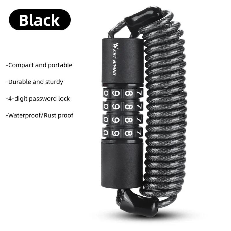 Bloqueio de segurança anti-roubo para bicicleta, capacetes de bicicleta, fechaduras de elasticidade, combinação de 4 dígitos, senha, cabo de aço para bicicleta de estrada, ciclismo L - Image 1