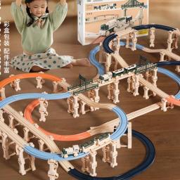 Conjunto de brinquedos elétricos para crianças, bloco ferroviário, brinquedos montados, quebra-cabeça DIY, presente de Natal infantil - Image 1