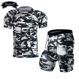 Esportes masculinos acolchoado compressão crash shorts colete superior joelheiras futebol paintball basquete patinação rugby à prova de choque terno - Image 1