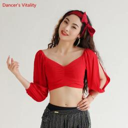 Dança do ventre traje prática superior roupas de dança prática diária blusa fina para o sexo feminino dança de barriga exótica - Image 2